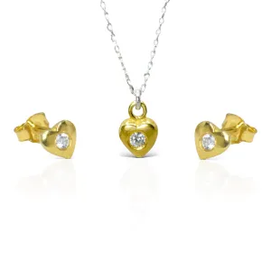 Delicate Golden Heart Necklace Set for Teens - 925 Silver Jewelry