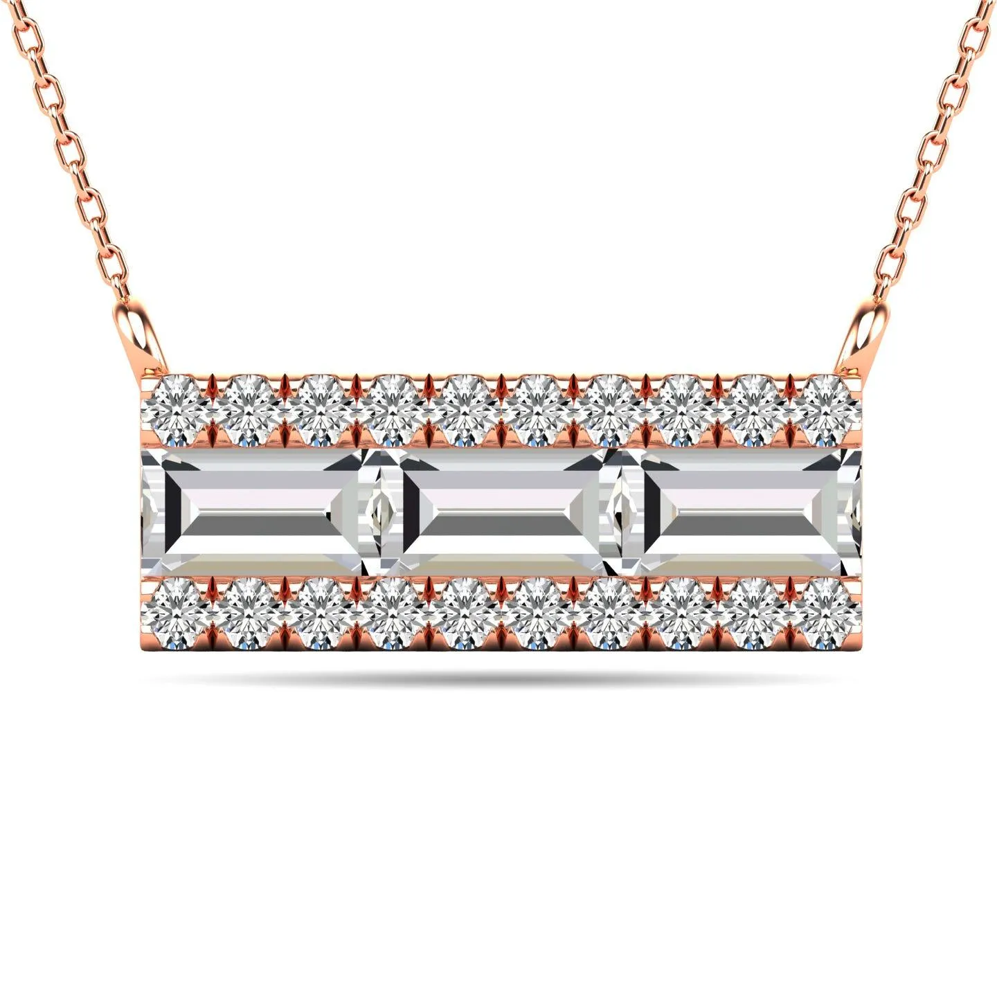 Diamond 1/2 Ct.Tw. Bar Necklace in 14K Rose Gold