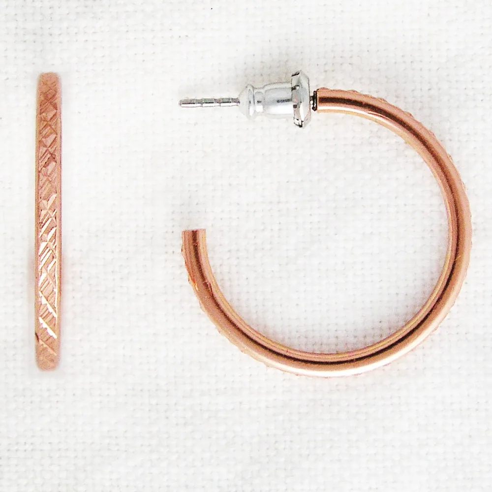 Diamond Cut Copper Hoop Earrings EC99 Solid Copper Jewelry Post Style Copper Hoop Earrings