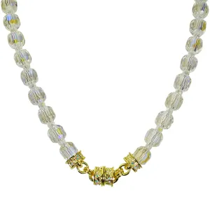 Divine Sparkle 10mm Crystal Beaded Magnetic Necklace (Goldtone/Crystal AB)