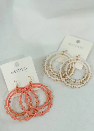 Double Gold Beaded Hoops