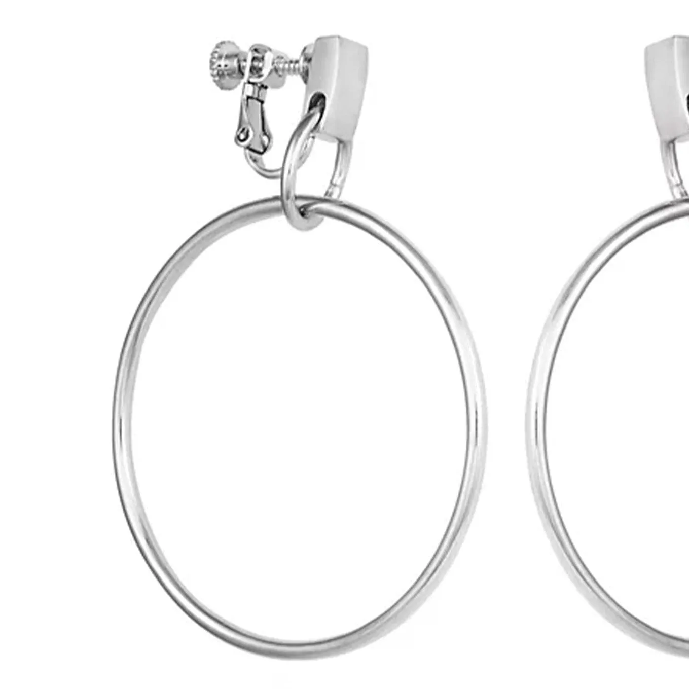 Drop Hoop Clip On Earrings