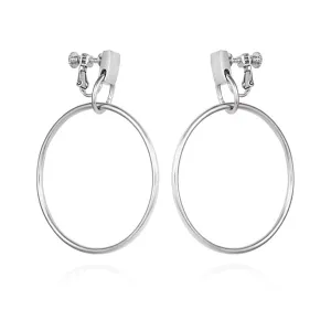 Drop Hoop Clip On Earrings