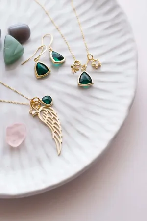 Emerald Angel Wing Necklace