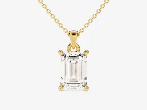 Emerald Cut Lab Grown Diamond Solitaire Pendant (1.00 CT)