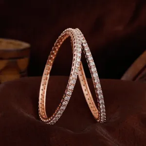 Estele Rosegold Plated Stunning White American Diamond Bangles | Available in 2:6 & 2:8 Sizes |A Perfect Blend of Elegance & Glamour for Women