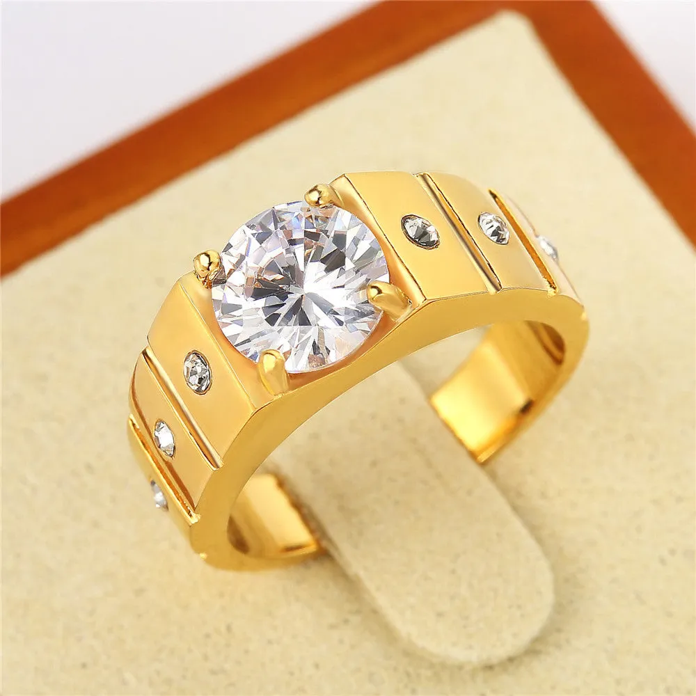 European and American Fashion Titanium Steel Rings with Personalized Wedding Diamond Accent