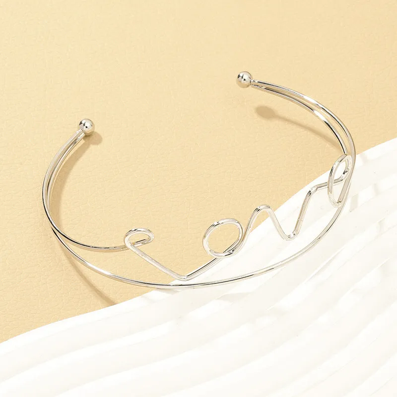 Exaggerated Geometric Metal LOVE Bracelet from Vienna Verve Collection