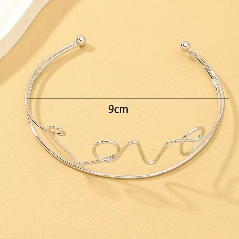 Exaggerated Geometric Metal LOVE Bracelet from Vienna Verve Collection