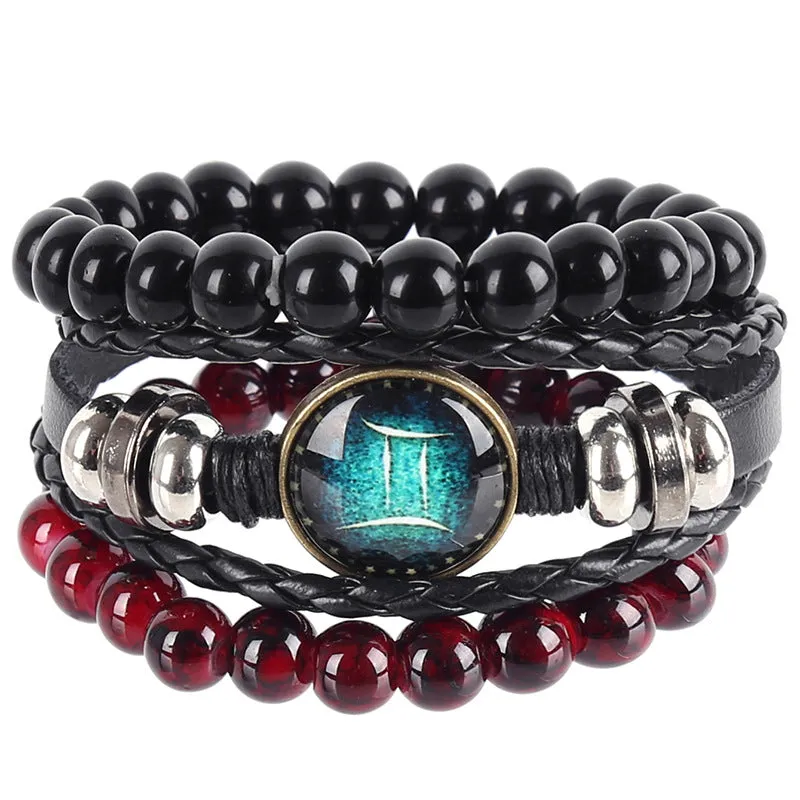 Fashionable And Simple 12 Constellation Cowhide Bracelet