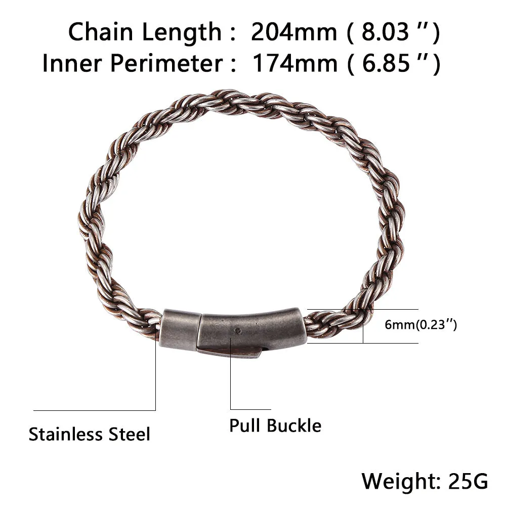 Fashionable And Simple Men's Twist Stainless Steel Bracelet