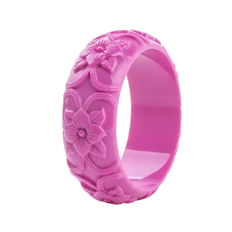 Fashionable Personality Flower Carved Resin Bracelet, Vintage Exquisite Jewelry