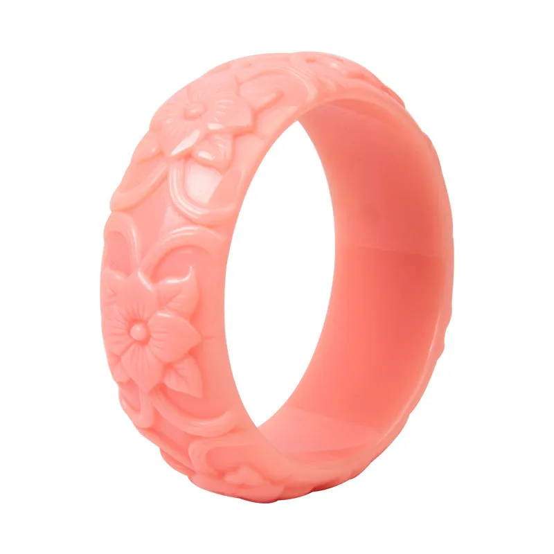 Fashionable Personality Flower Carved Resin Bracelet, Vintage Exquisite Jewelry