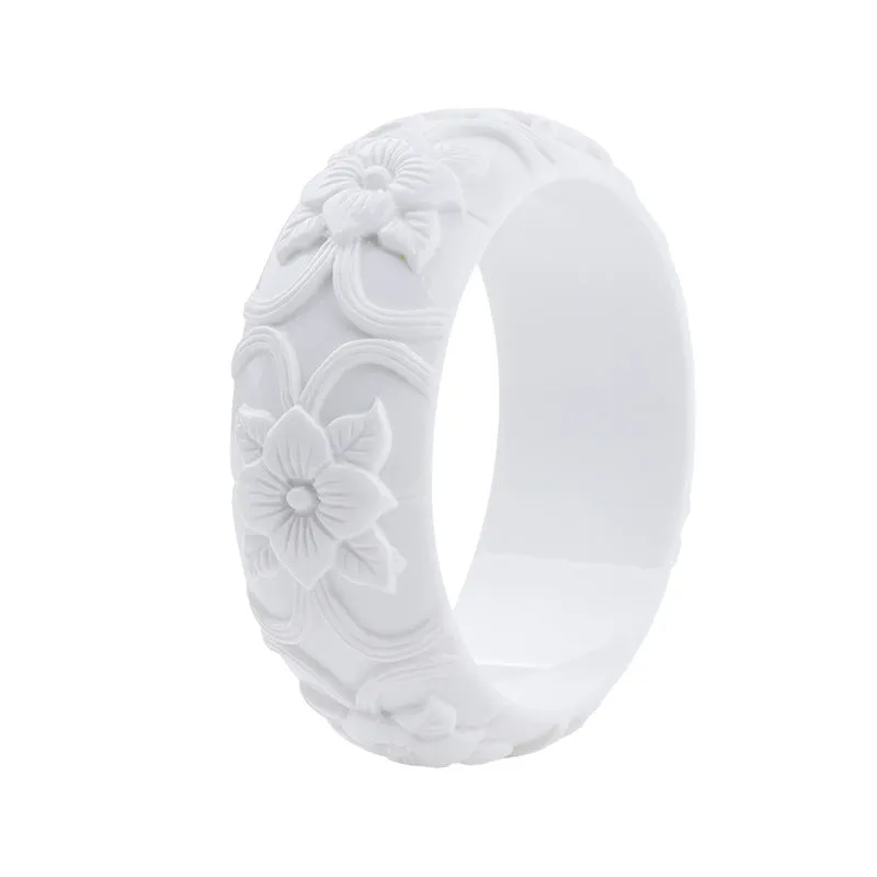 Fashionable Personality Flower Carved Resin Bracelet, Vintage Exquisite Jewelry