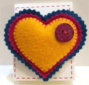 Felt Heart Brooch With Button Details - by Lucy Jackson