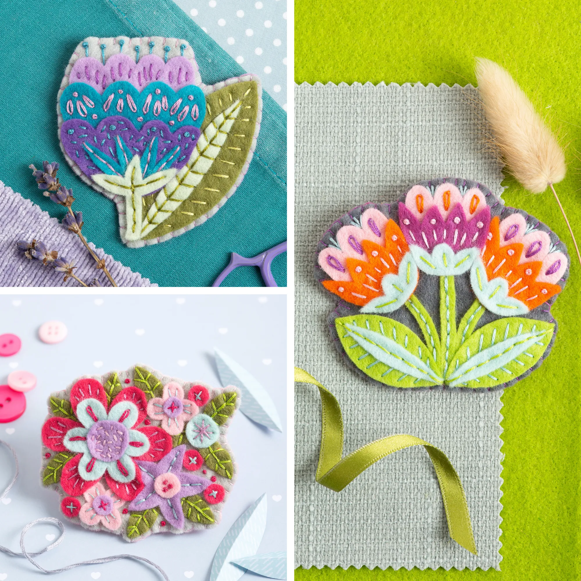 Flowers Felt Craft Kit Bundle