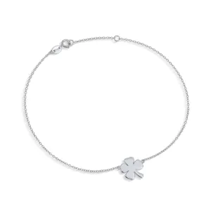 Four Leaf Shamrock Anklet Ankle Bracelet Lucky Charm Clover Sterling Silver