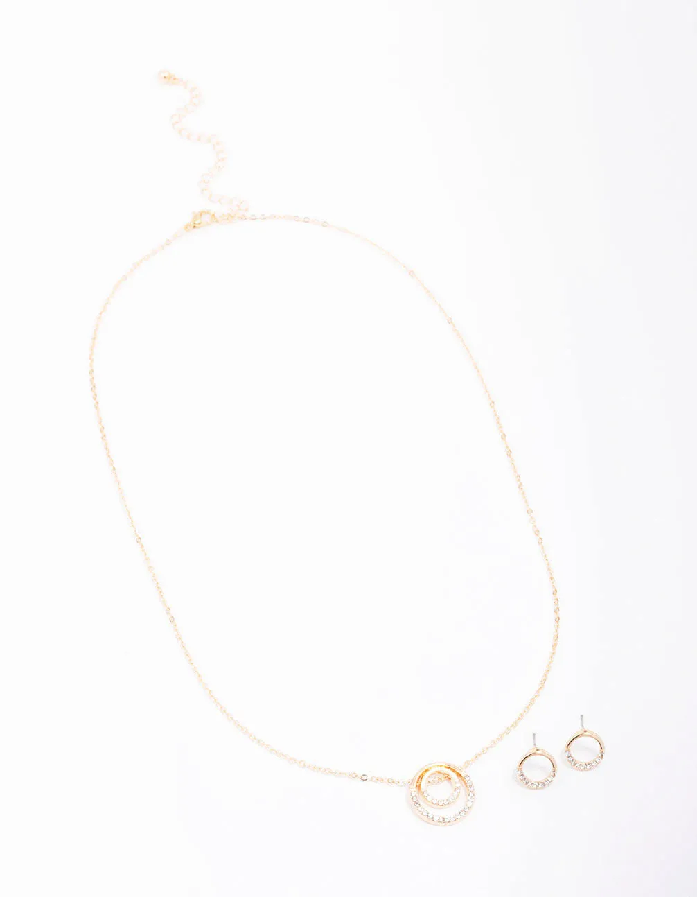 Gold Double Open Circle Jewelley Set