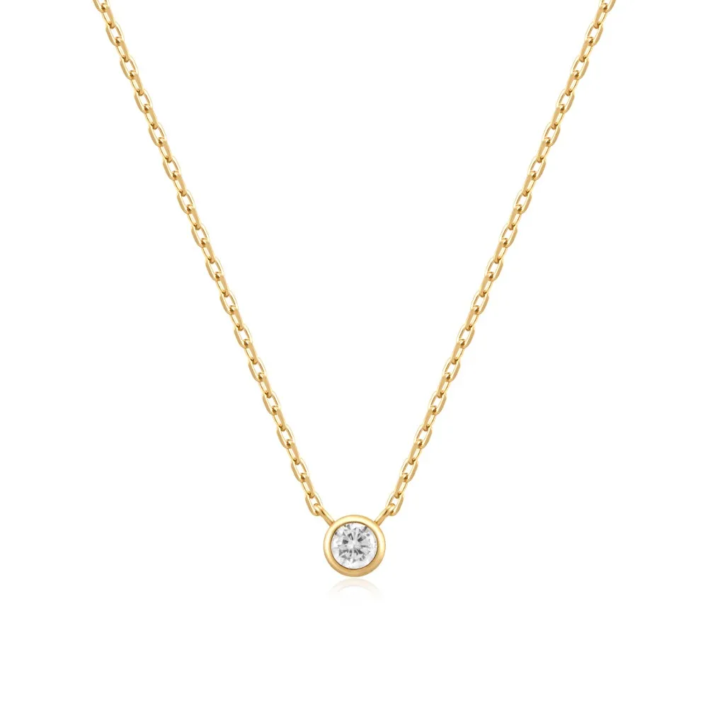 Gold Plated Cubic Zirconia Solitaire Necklace by Ania Haie