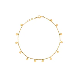 Gold Plated Multi-Disk Drop Anklet Chain