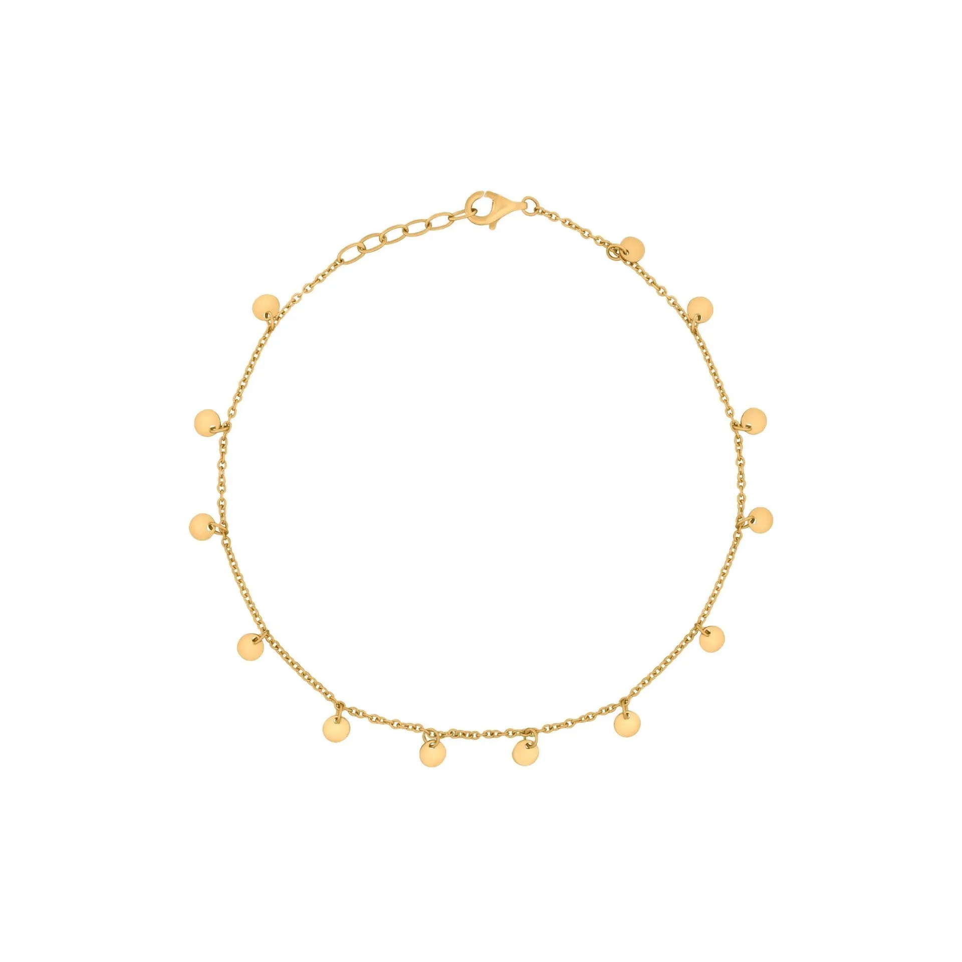 Gold Plated Multi-Disk Drop Anklet Chain