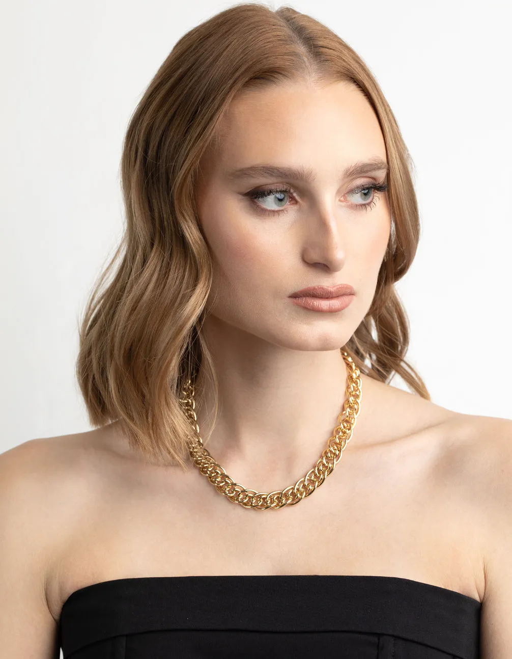 Gold Plated Oval Link Chain Necklace