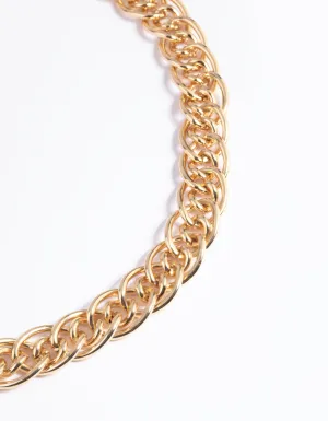 Gold Plated Oval Link Chain Necklace