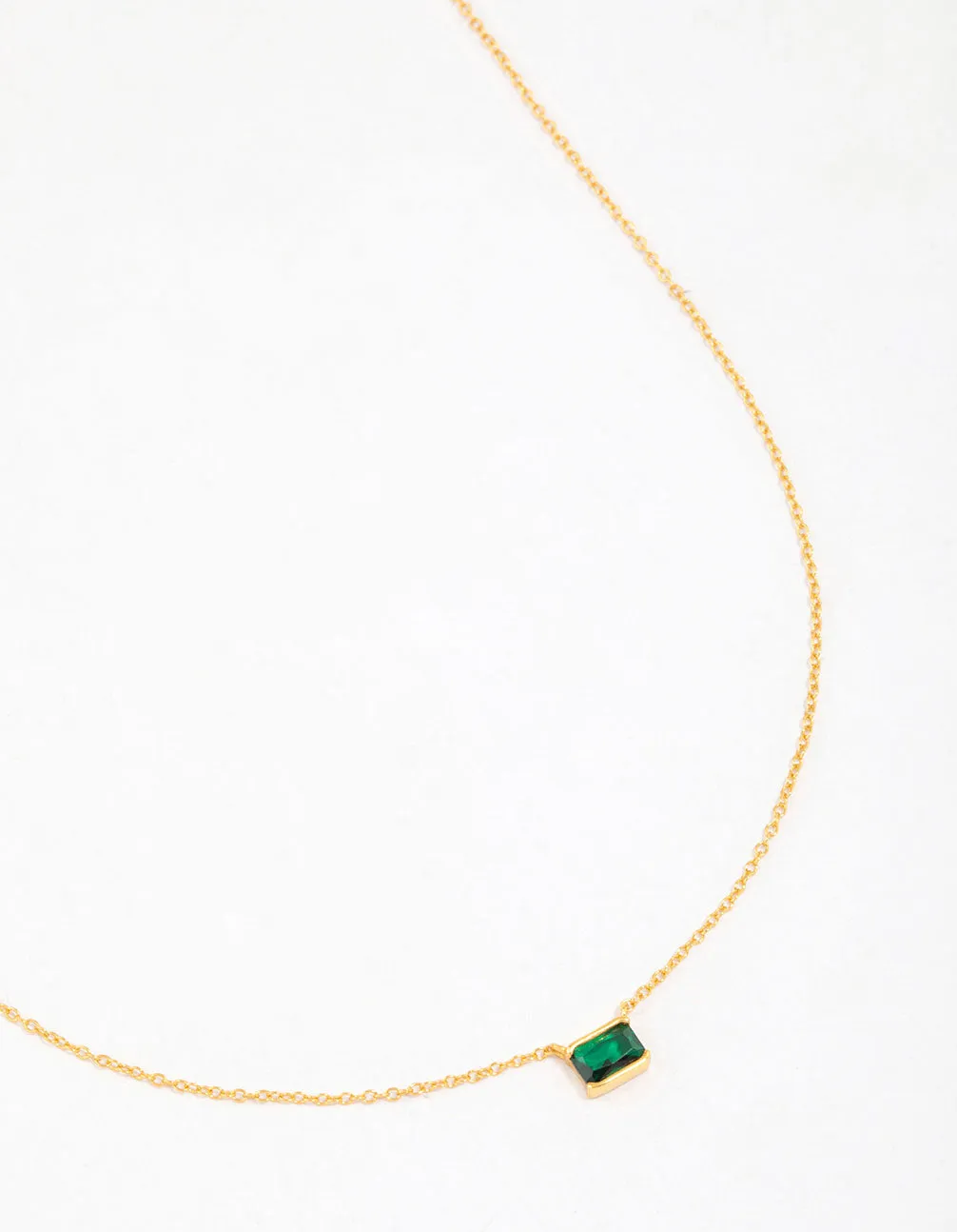 Gold Plated Sterling Silver Horizon Emerald Cut Necklace