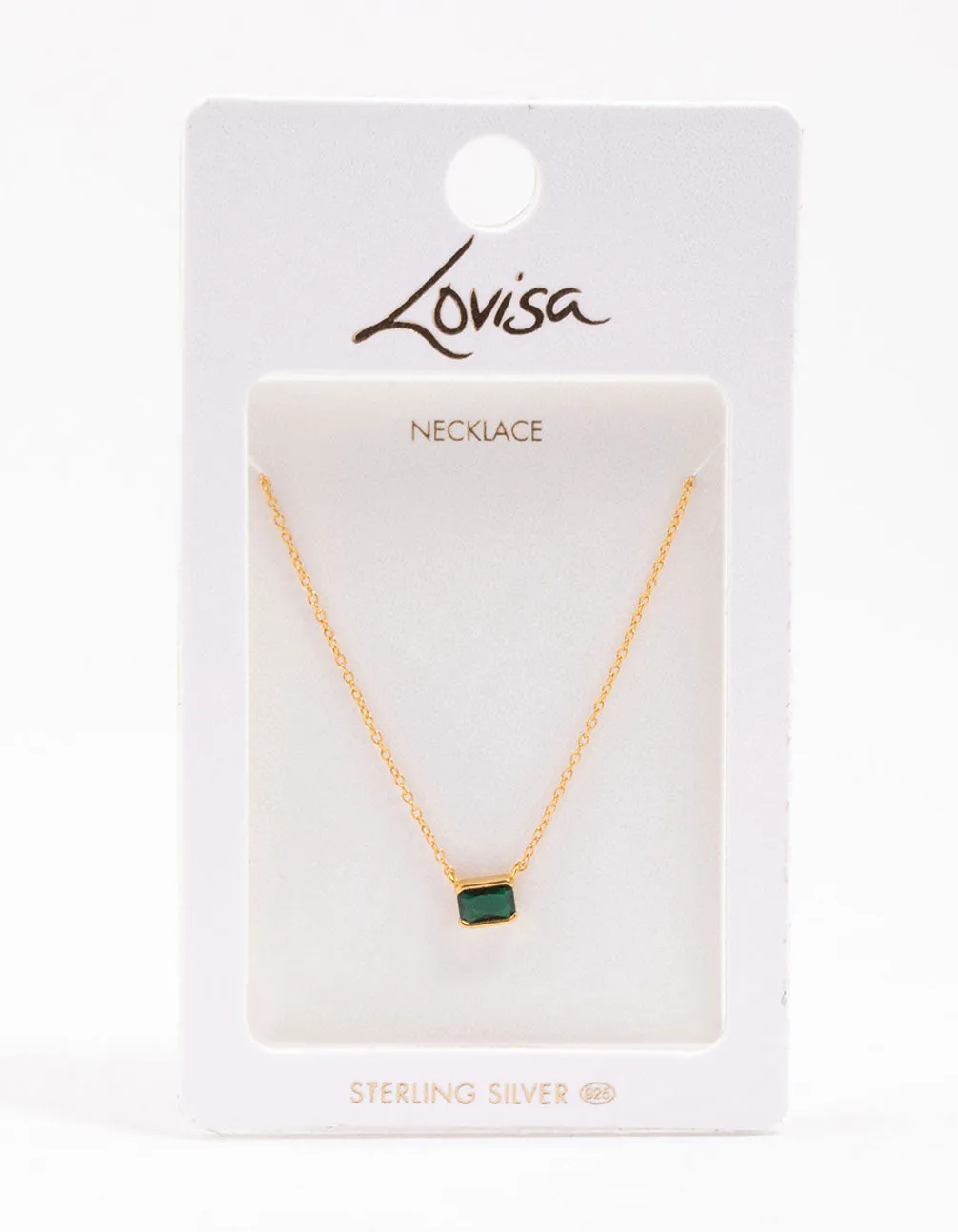 Gold Plated Sterling Silver Horizon Emerald Cut Necklace