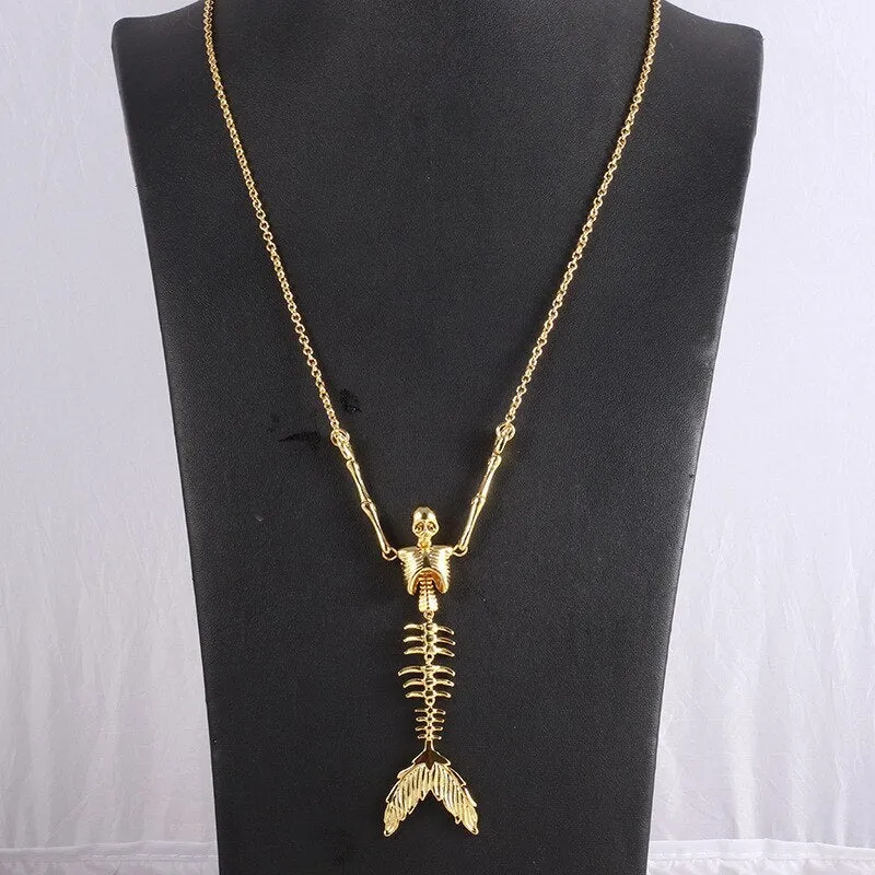 Gothic Mermaid Skull Necklace