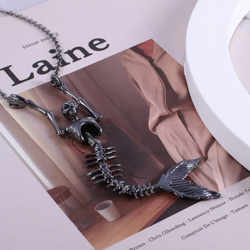 Gothic Mermaid Skull Necklace