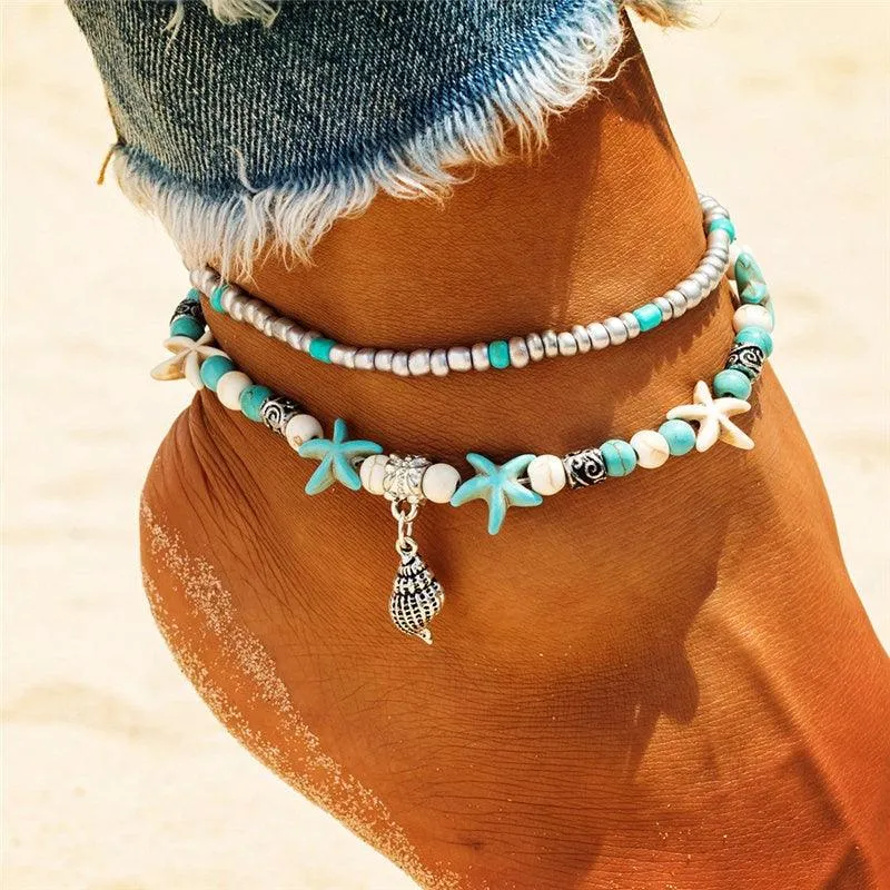 Handmade Bohemian Starfish Anklets