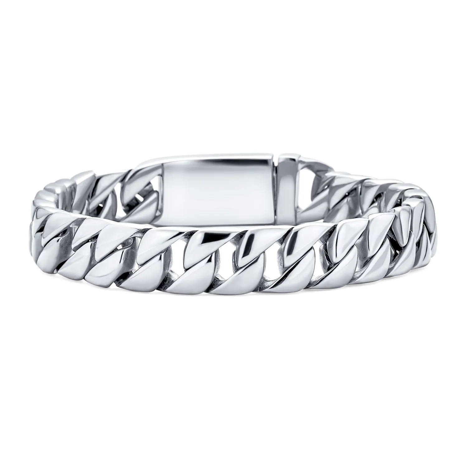 Heavy Miami Curb Chain Link Bracelet Silver Tone Stainless Steel 10MM Men