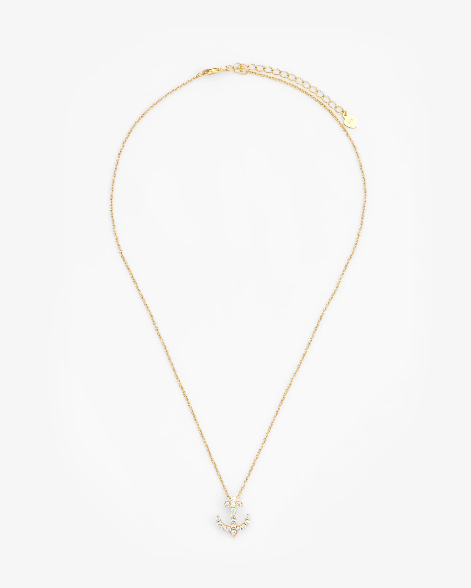 Iced Anchor Necklace - Gold