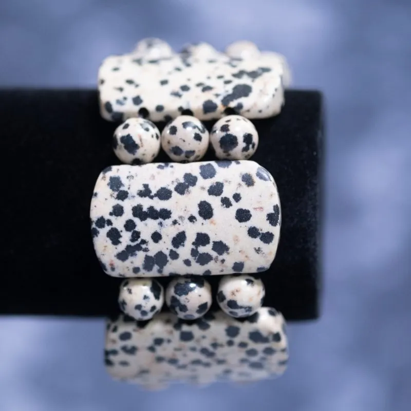 Infinity Dalmatian Jasper Bracelet