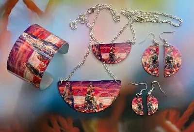 Jane Glue "Wild Sunset at The Ring of Brodgar" Large Necklet