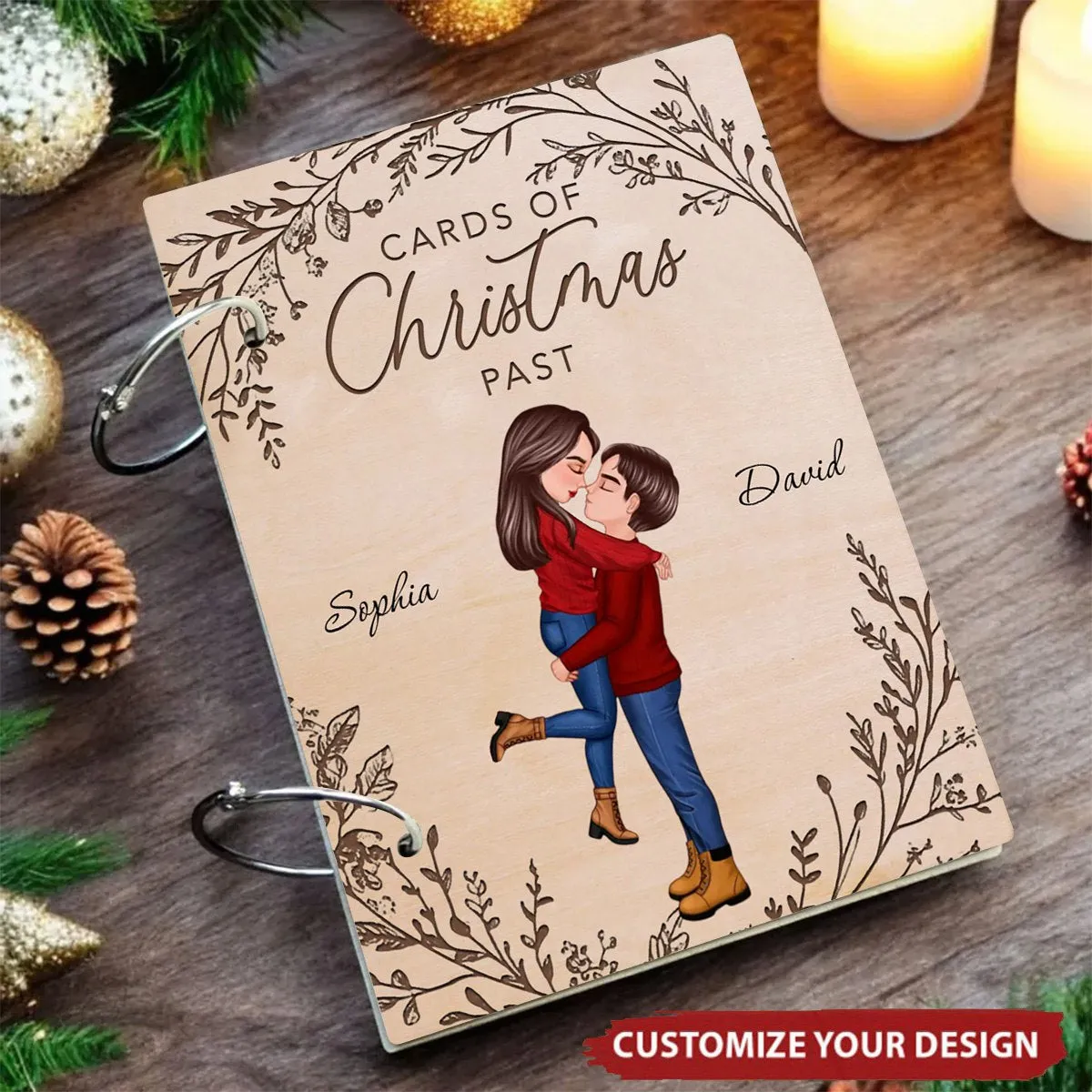 Kissing Couple Christmas Card Storage Personalized Christmas Card Keeper