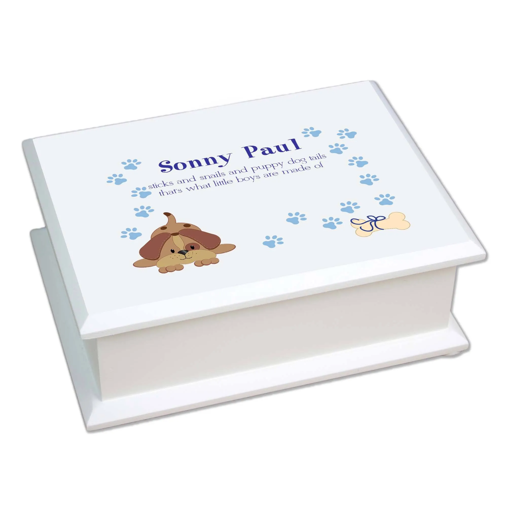 Lift Top Jewelry Box - Blue Puppy