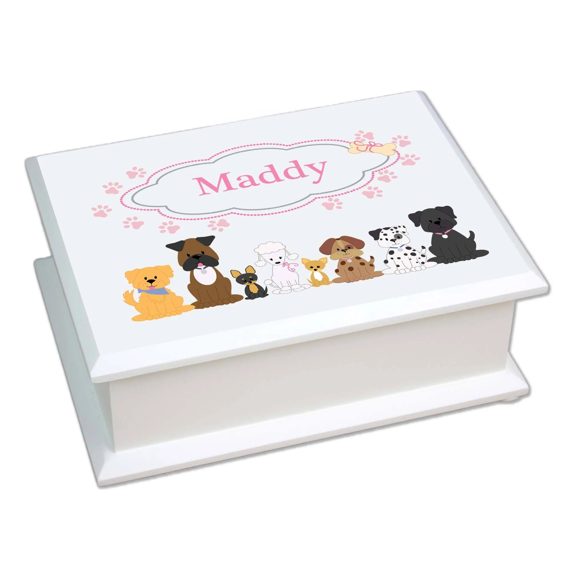 Lift Top Jewelry Box - Pink Dogs