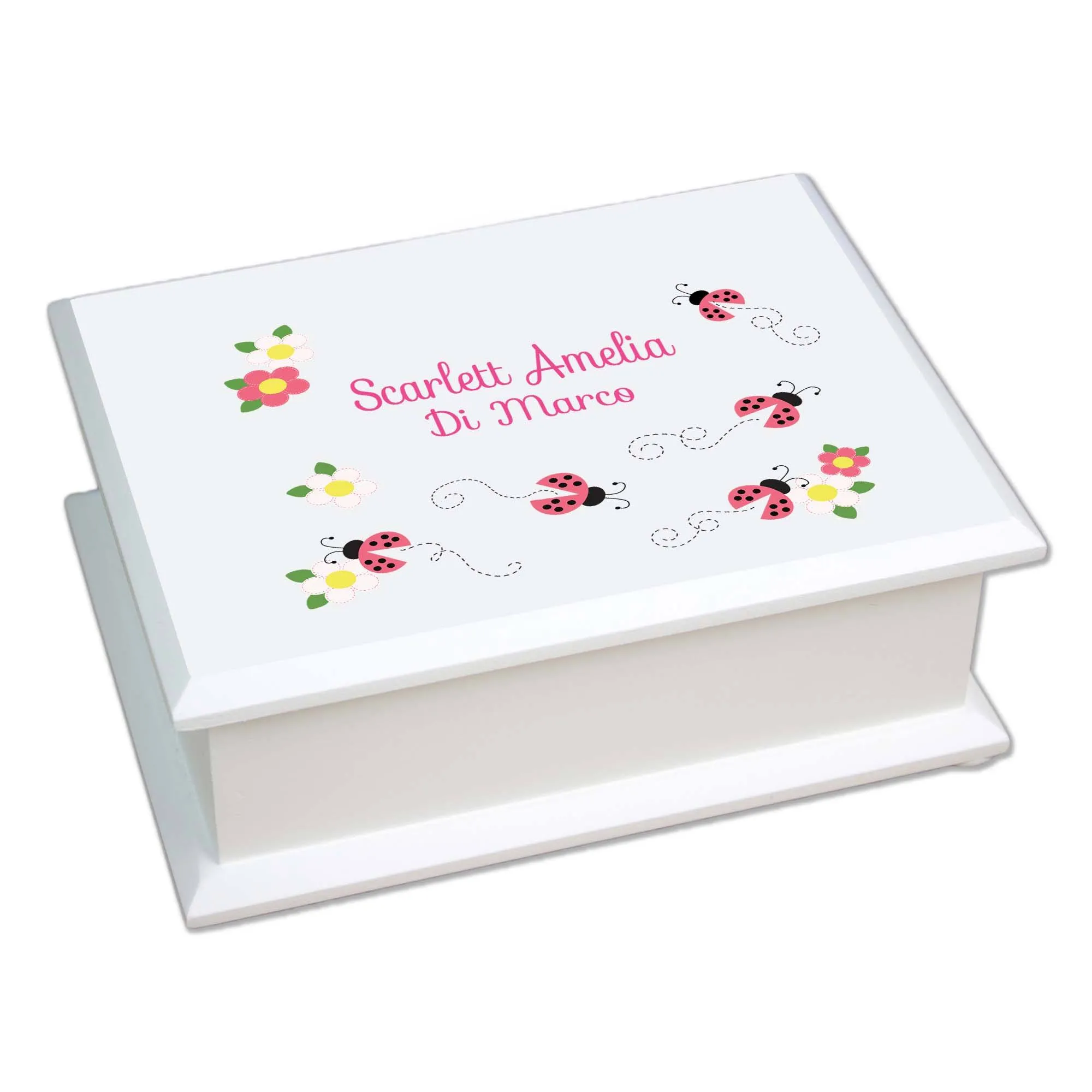 Lift Top Jewelry Box - Pink Ladybugs