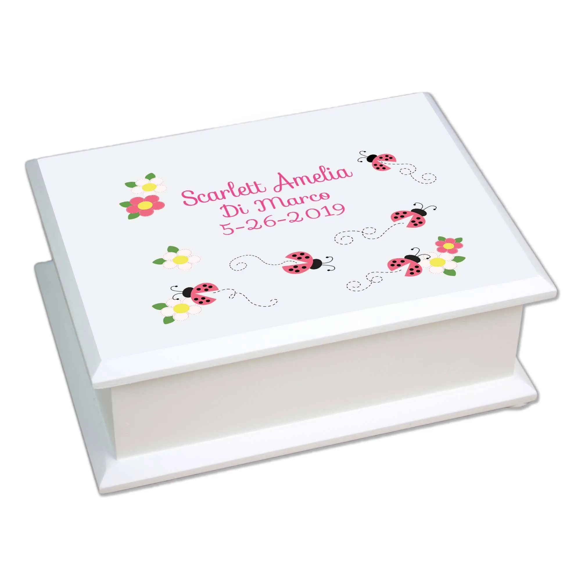 Lift Top Jewelry Box - Pink Ladybugs