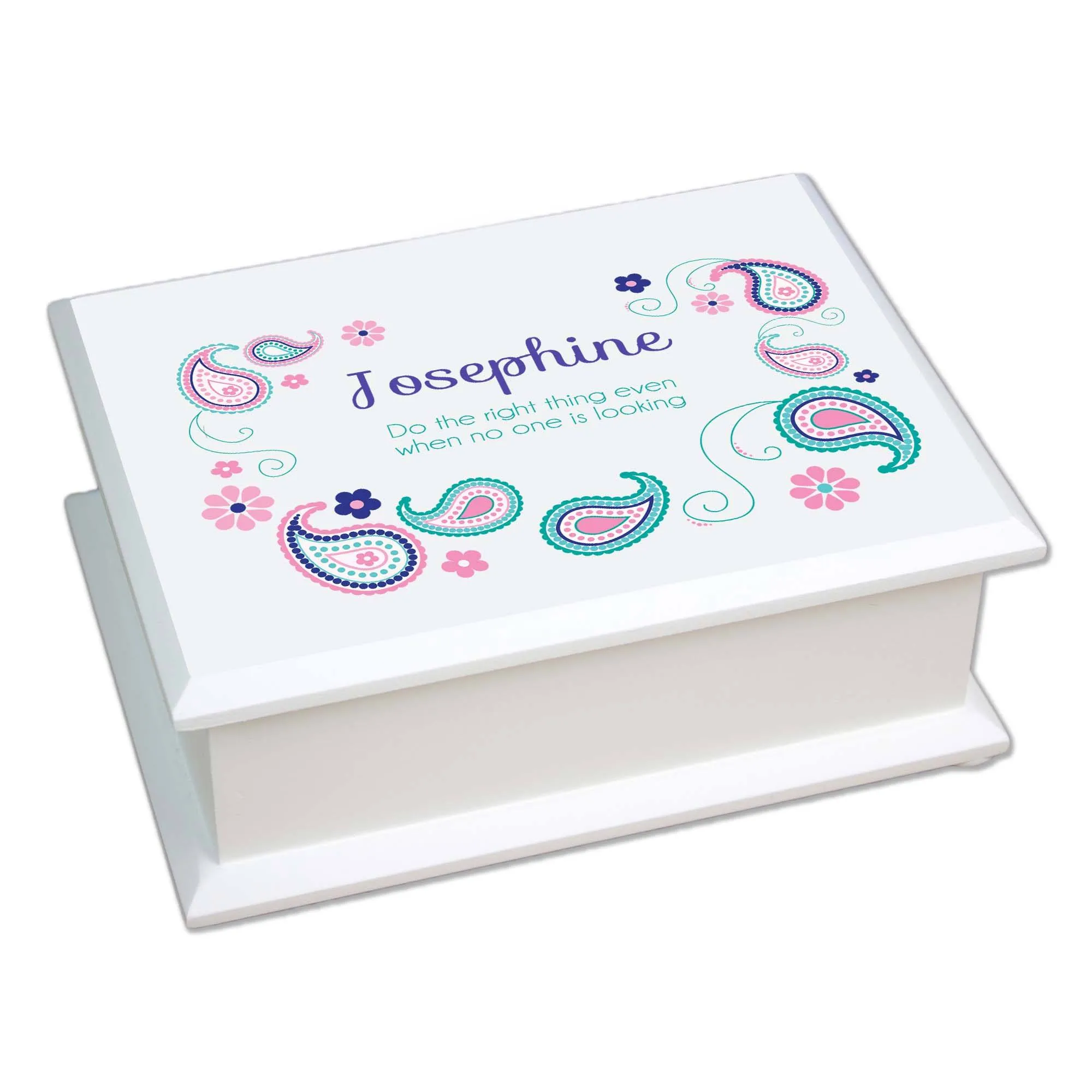 Lift Top Jewelry Box - Pink Teal Paisley