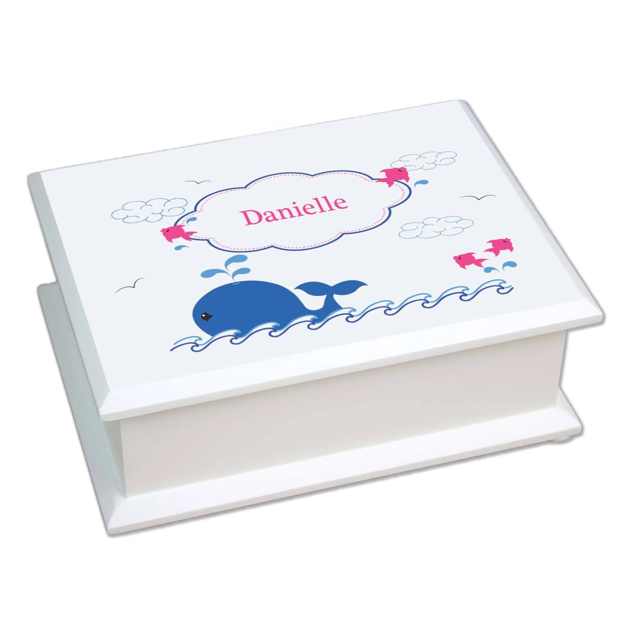 Lift Top Jewelry Box - Pink Whale