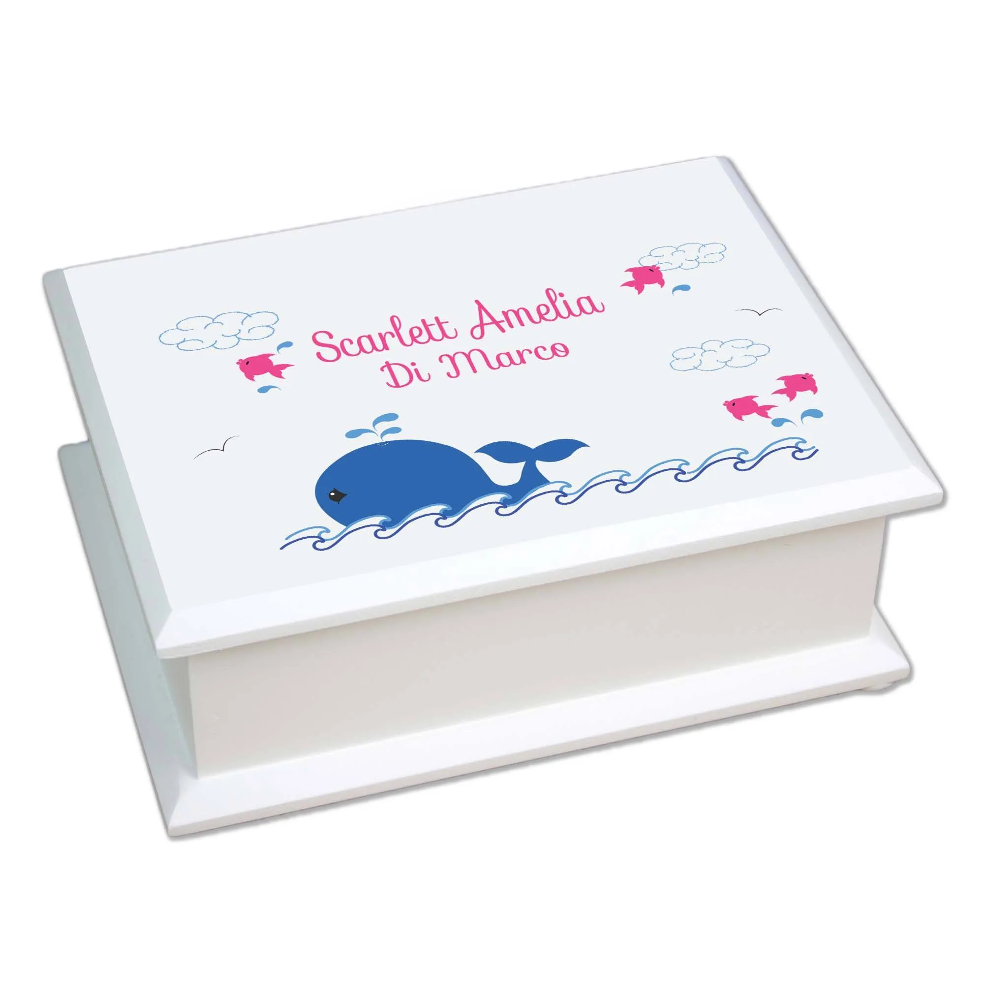 Lift Top Jewelry Box - Pink Whale