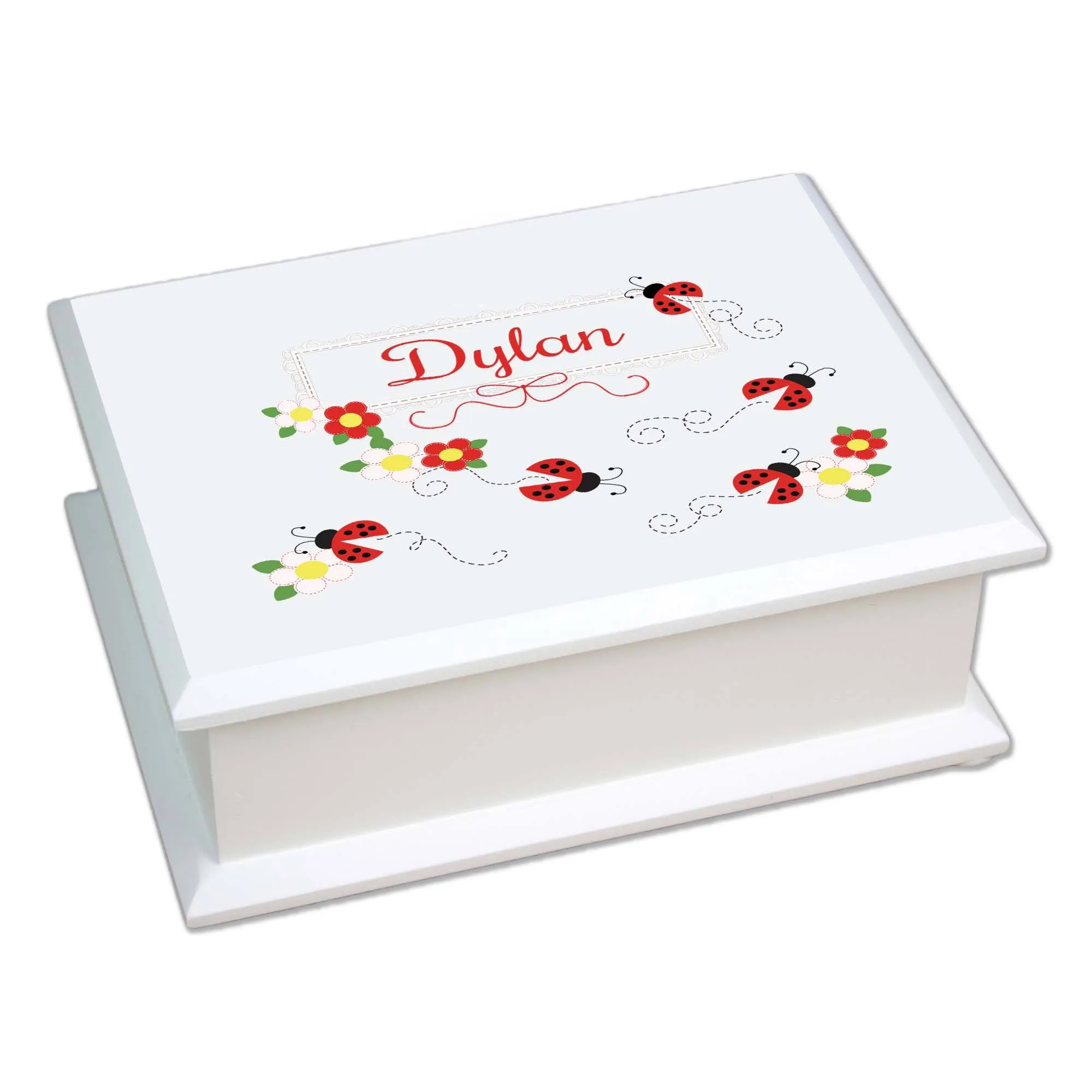 Lift Top Jewelry Box - Red Ladybugs