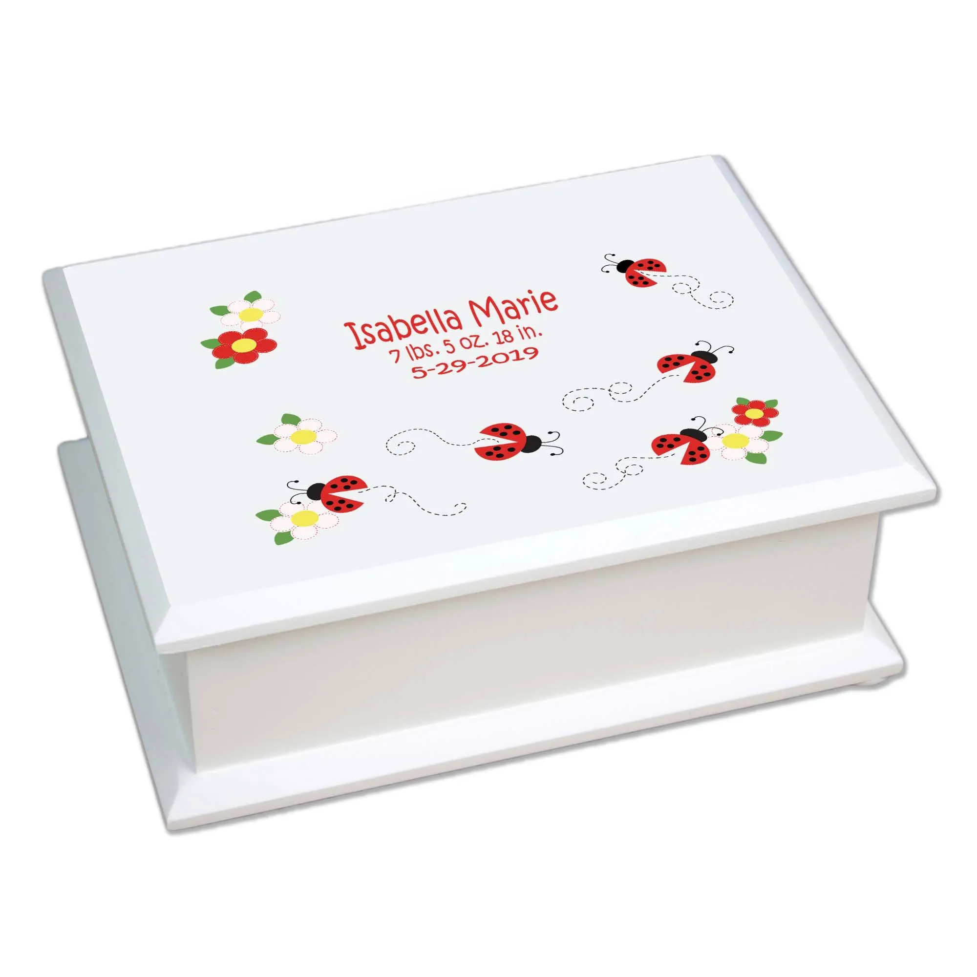 Lift Top Jewelry Box - Red Ladybugs