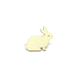 Lovely Rabbit Wooden Brooch Pin