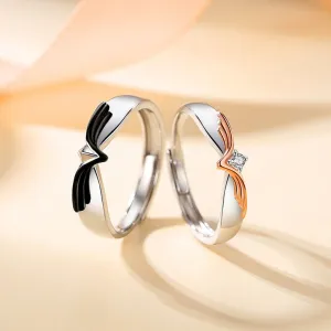 Matching Angel Wings Couple Wedding Rings Set