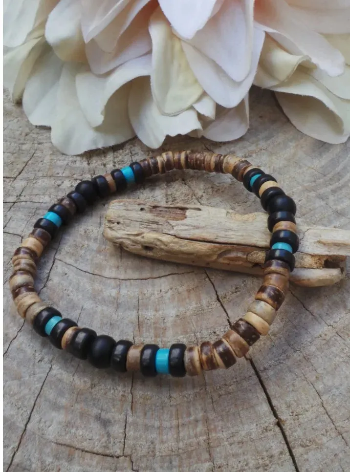 Mens Beaded Bracelet Surfer Style Bracelet.Mens Bracelet Stack Stacking Bracelets Stretch Boho Bracelets