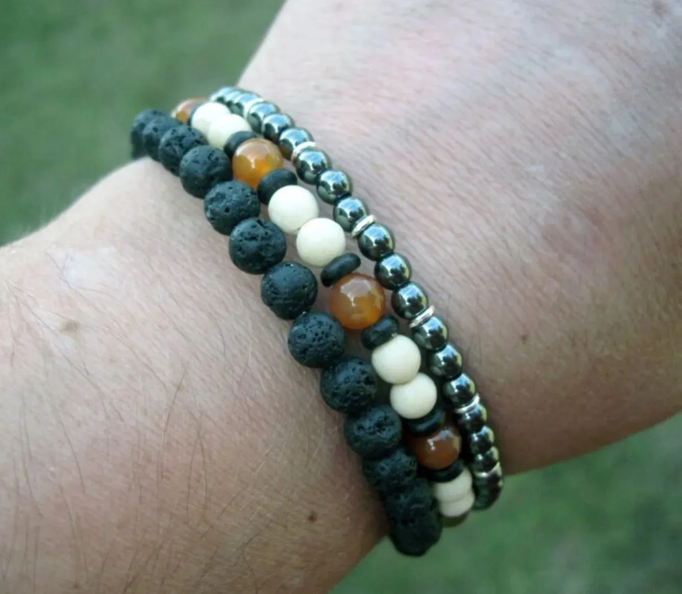 Mens Beaded Bracelet Surfer Style Bracelet.Mens Bracelet Stack Stacking Bracelets Stretch Boho Bracelets